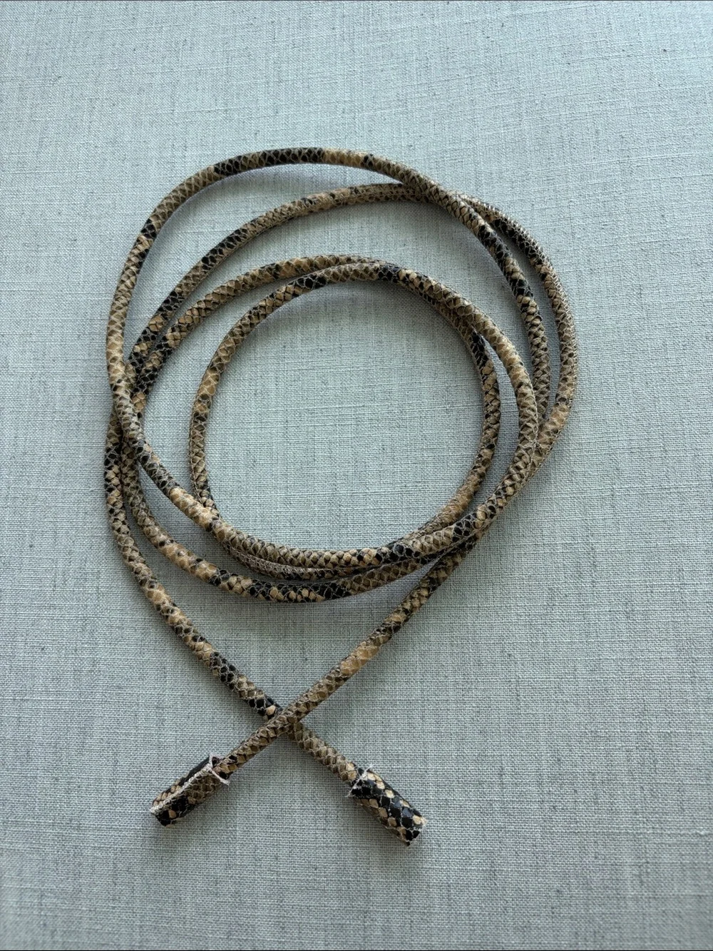 Zara Snake-Print Wrap Belt in Tan and Black